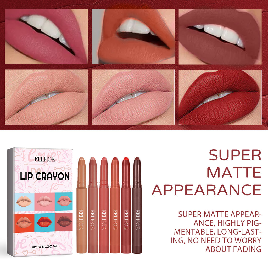 6-color Matte Lip Liner Outline Natural